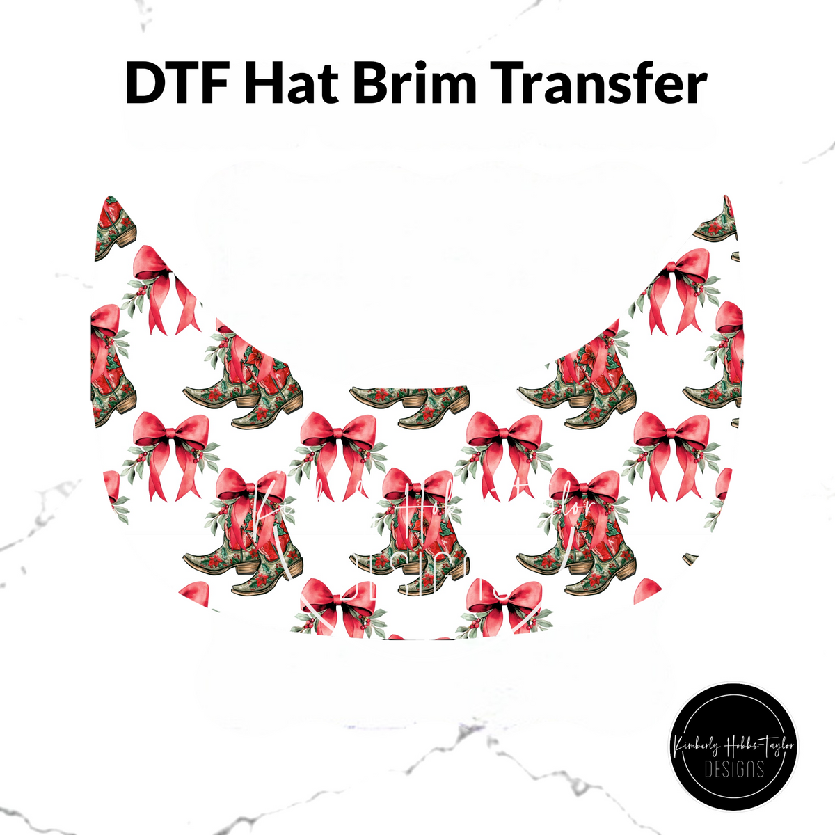DTF Hat Brim Transfer - Christmas Cowgirl Boots