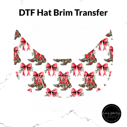 DTF Hat Brim Transfer - Christmas Cowgirl Boots