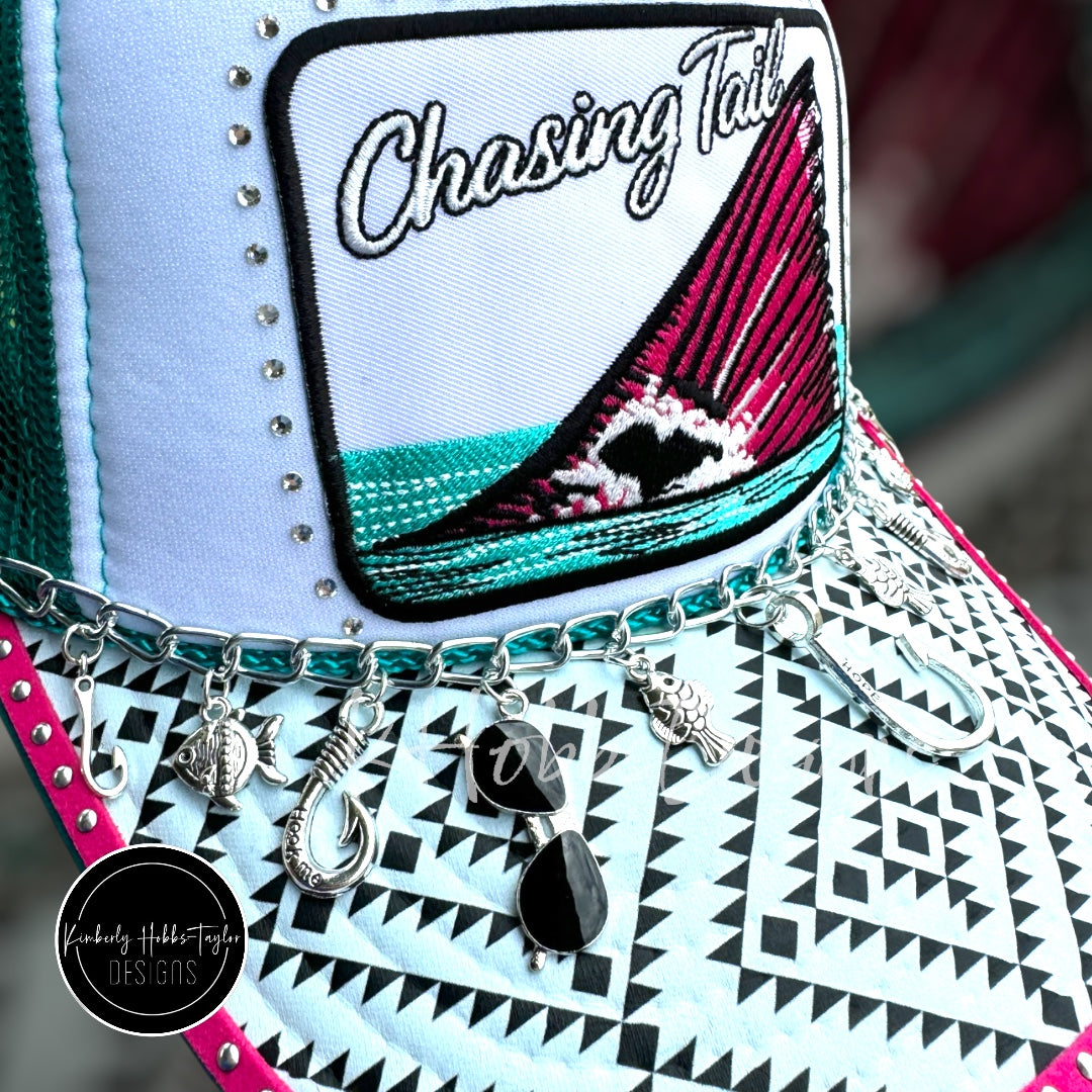 Chasing Tail Teal & Pink - Fishing Trucker Hat