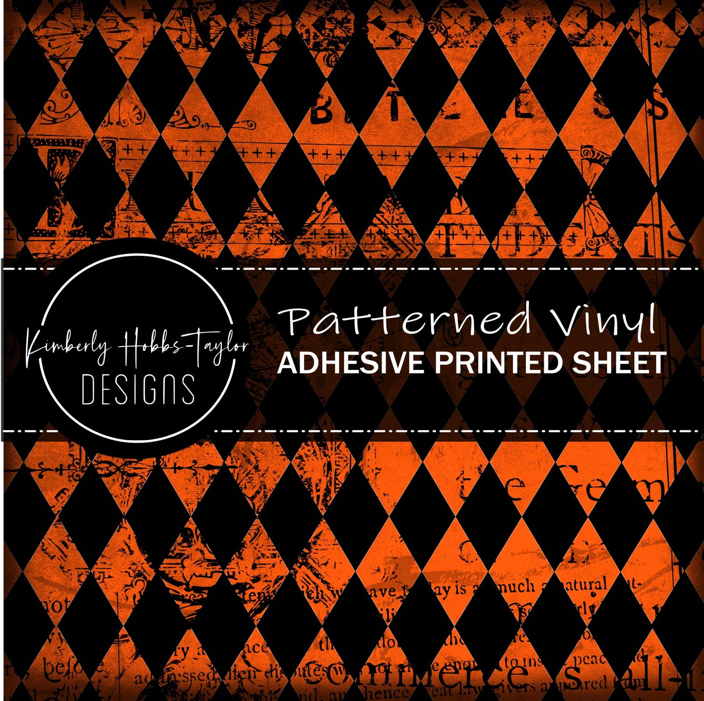 Orange Black Grunge B - Adhesive Vinyl