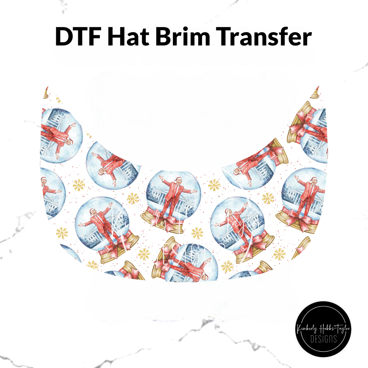 DTF Hat Brim Transfer - Trump Snowglobe White