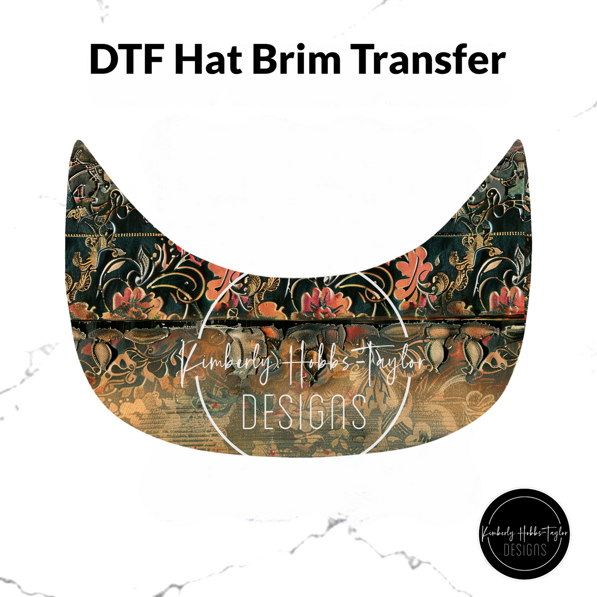 DTF Hat Brim Transfer - Gothic Lace J