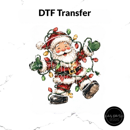 DTF Transfer - Santa with Christmas Lights
