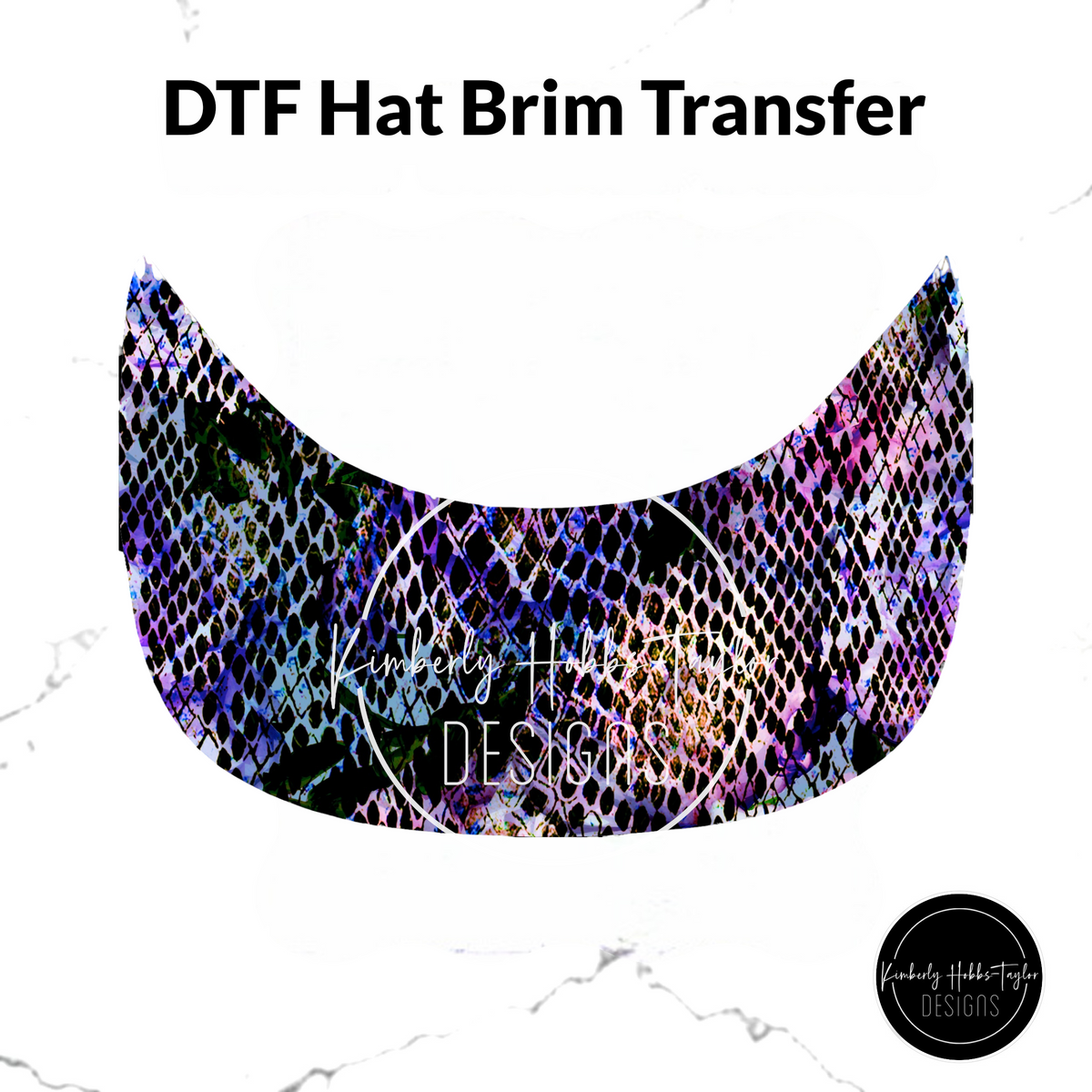 DTF Hat Brim Transfer - Colorful Snakeskin A