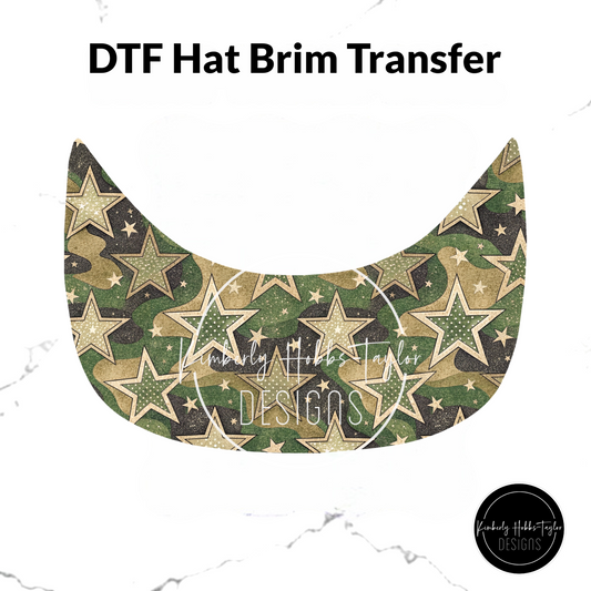 DTF Hat Brim Transfer - Camo Stars J