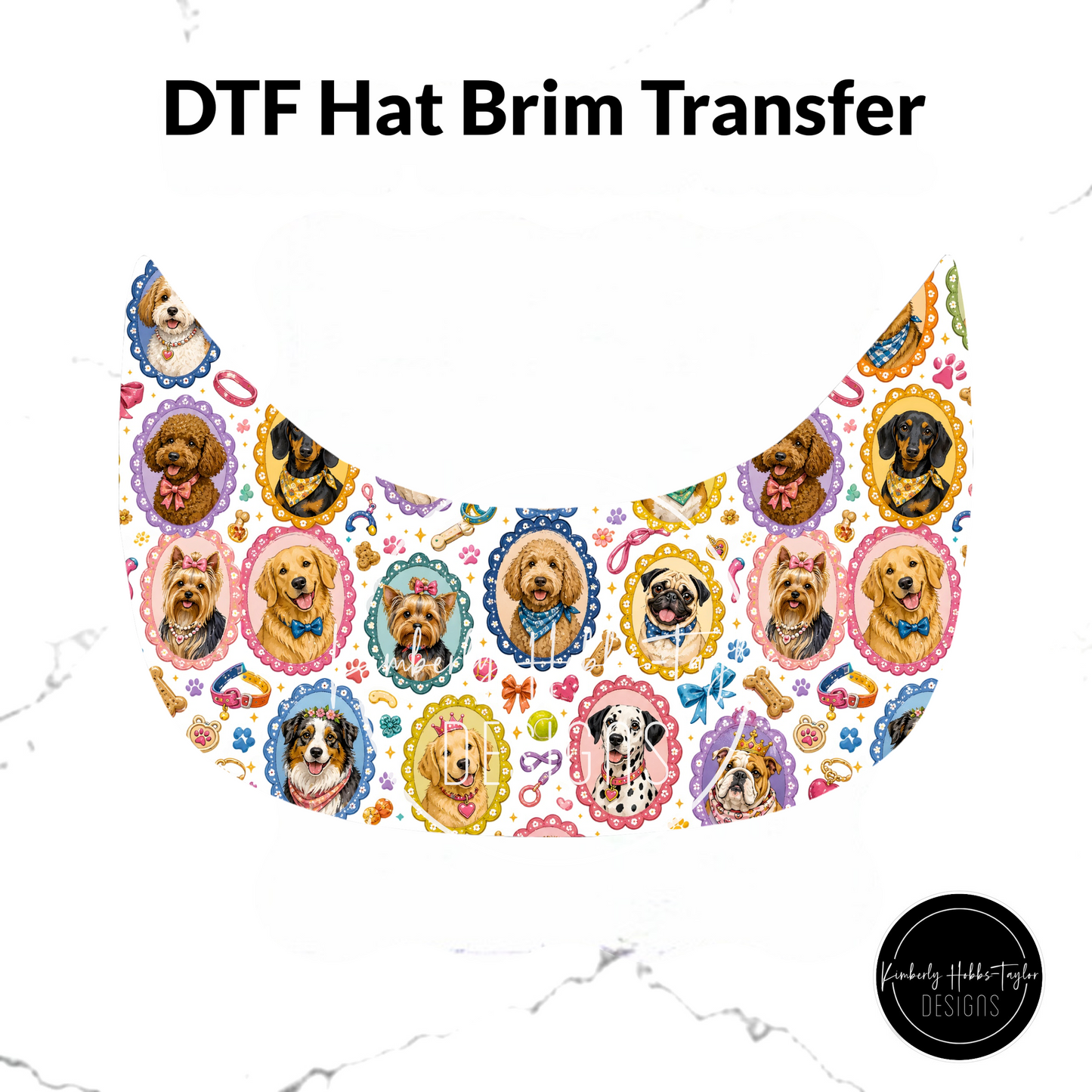 DTF Hat Brim Transfer - Dog Frames