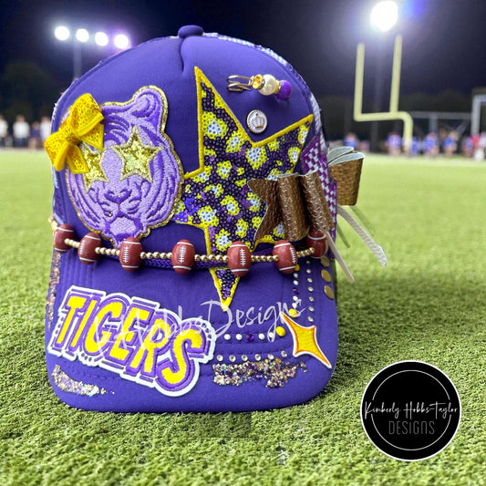 Purple Gold Tigers Trucker Hat - OOAK