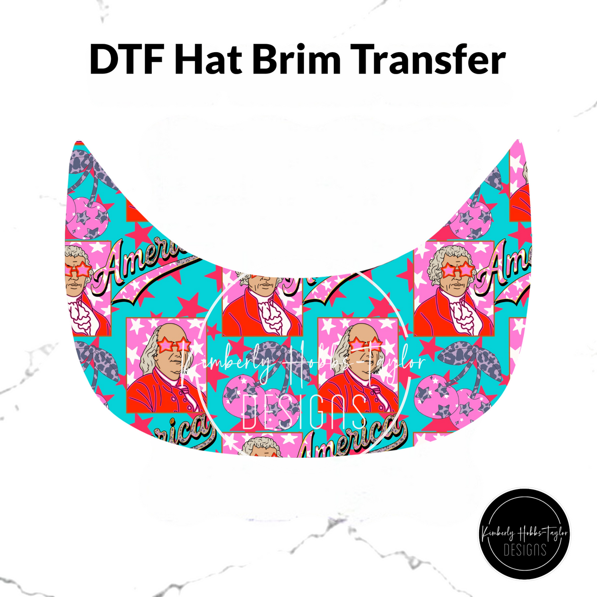 DTF Hat Brim Transfer - Neon Ben Franklin