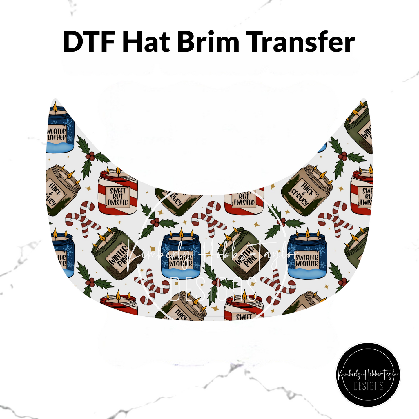 DTF Hat Brim Transfer - Winter Candles