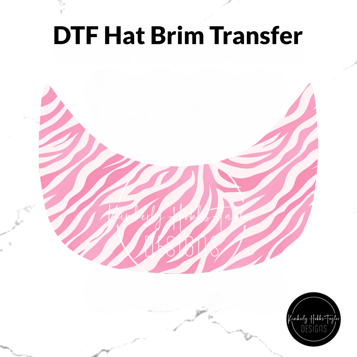 DTF Hat Brim Transfer - Pink White Zebra Print
