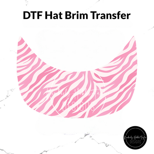 DTF Hat Brim Transfer - Pink White Zebra Print