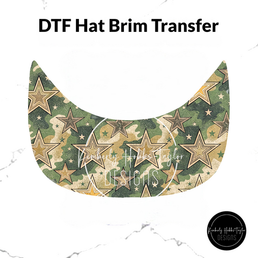 DTF Hat Brim Transfer - Camo Stars H