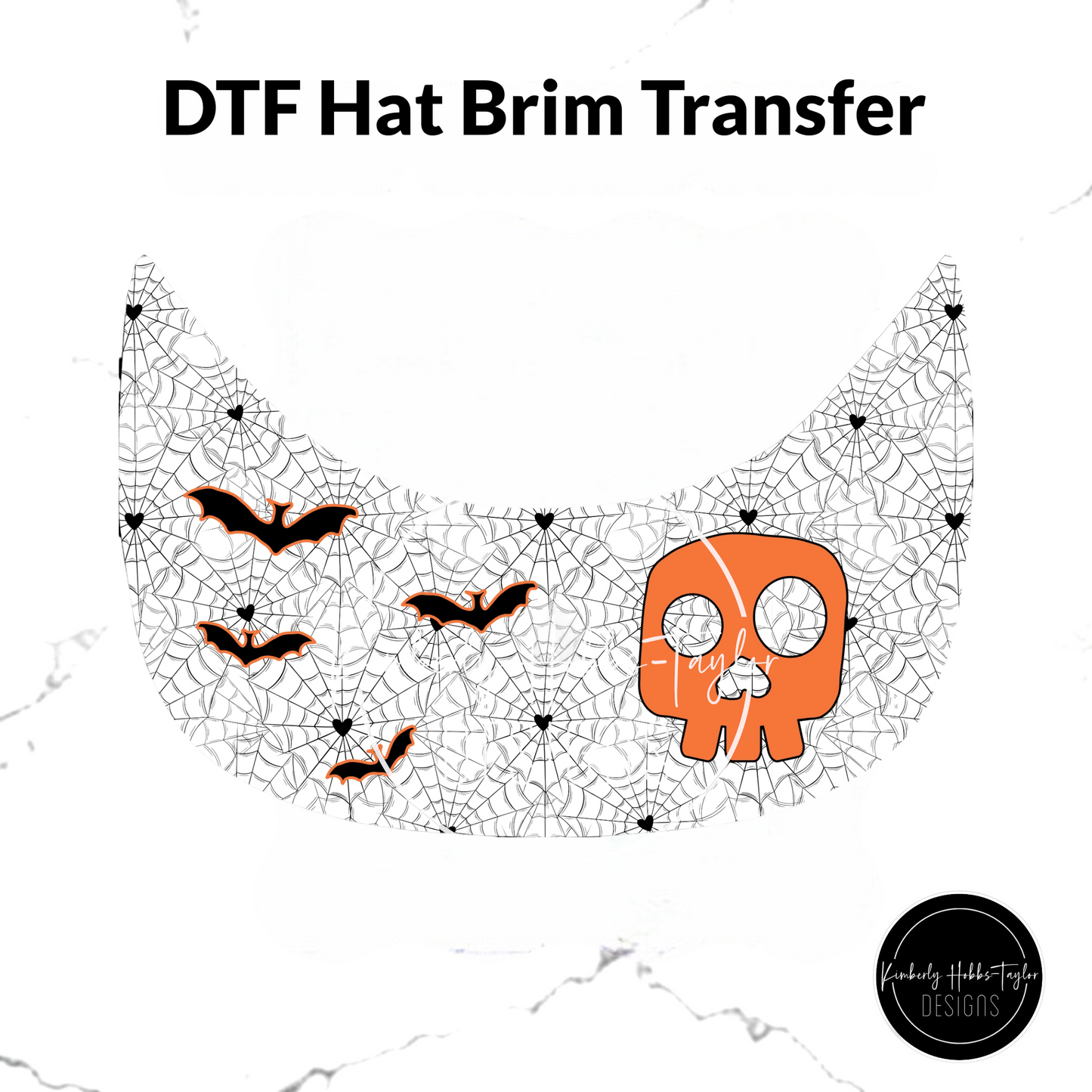 DTF Hat Brim Transfer - Bats and Bones - Choose Color