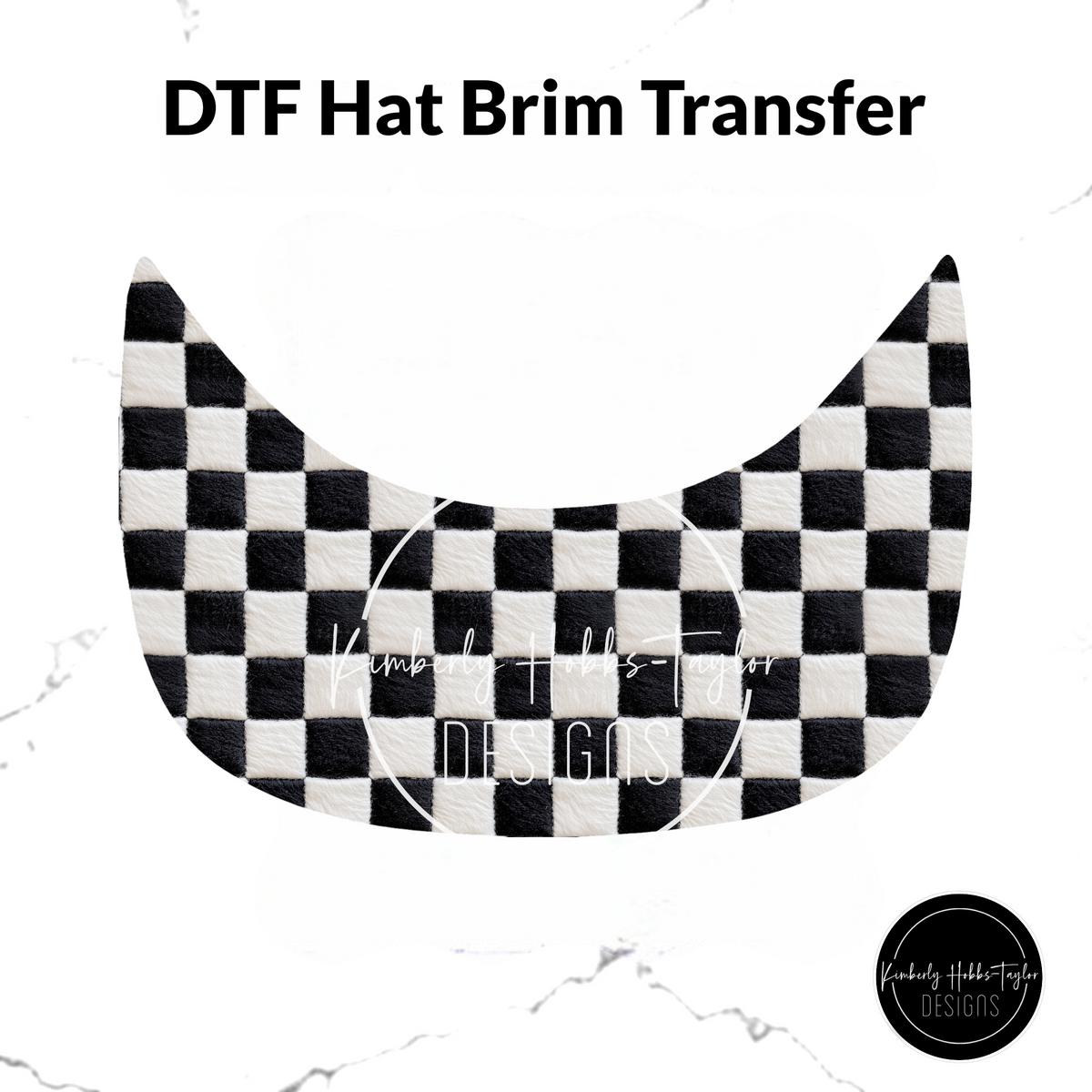 DTF Hat Brim Transfer - Furry Checkerboard