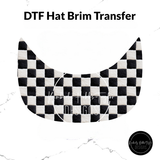 DTF Hat Brim Transfer - Furry Checkerboard