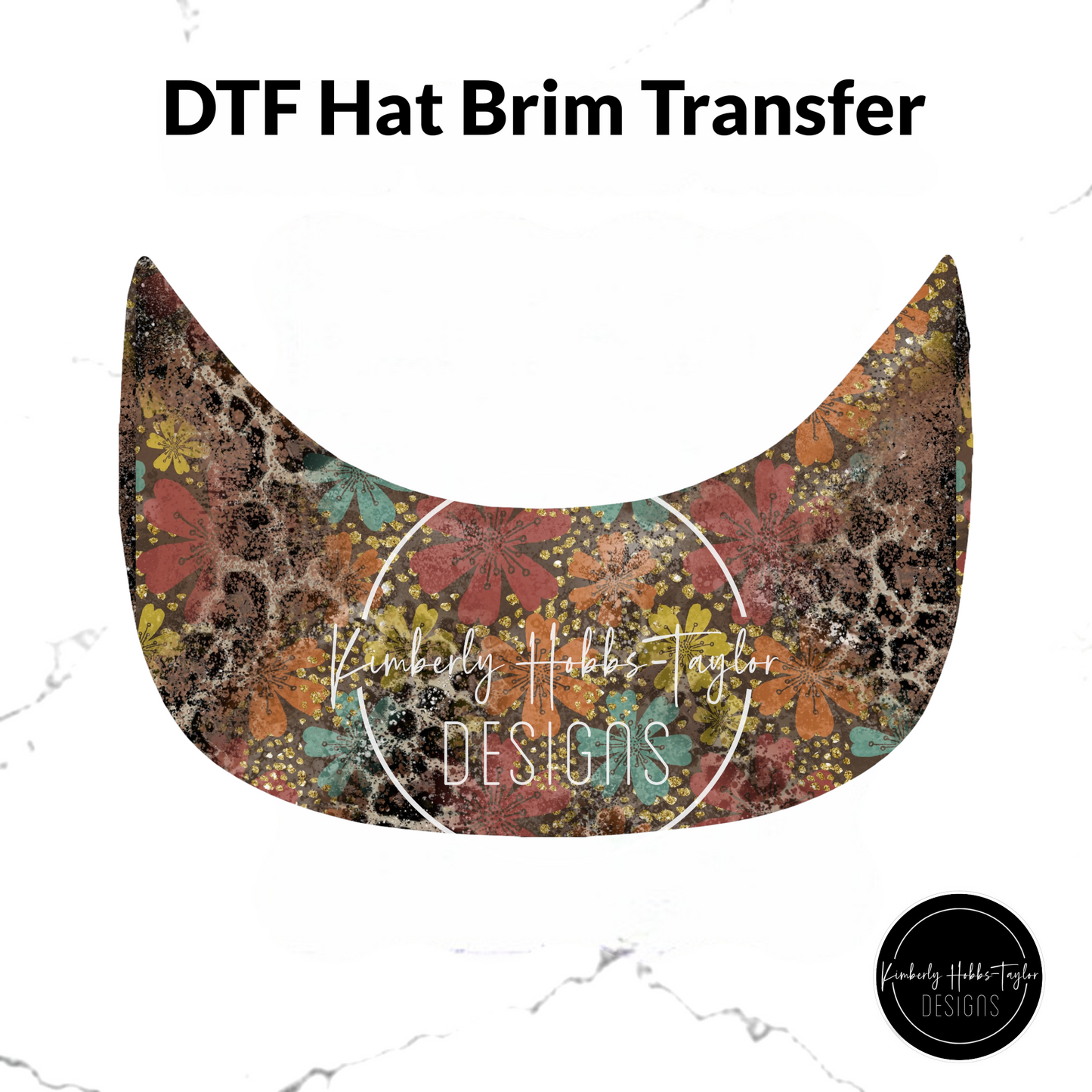DTF Hat Brim Transfer - Leopard Floral