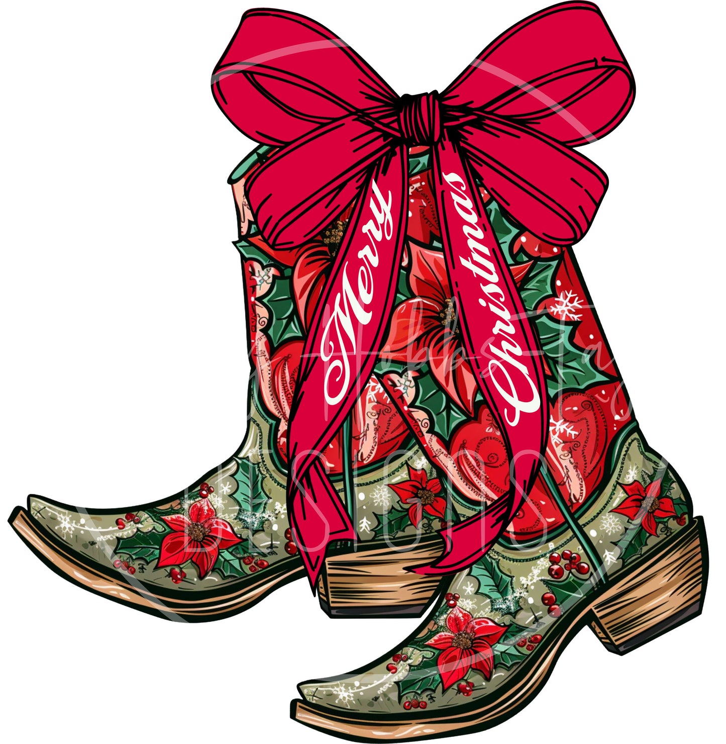 Christmas Cowgirl Boots decal