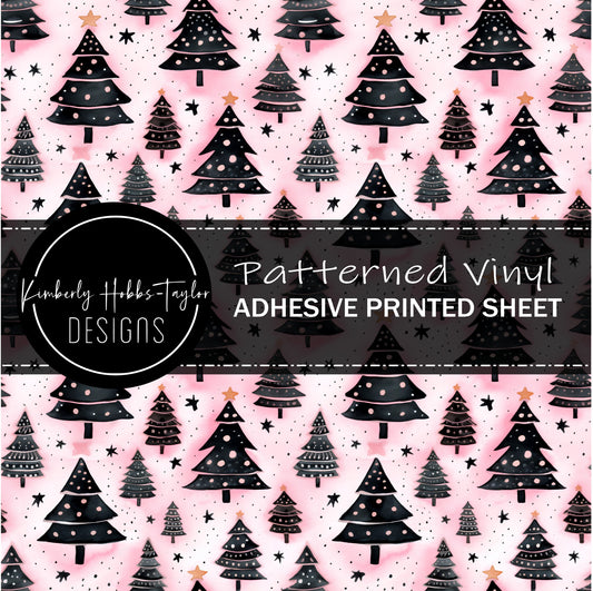 Pink Black Festive Trees vinyl