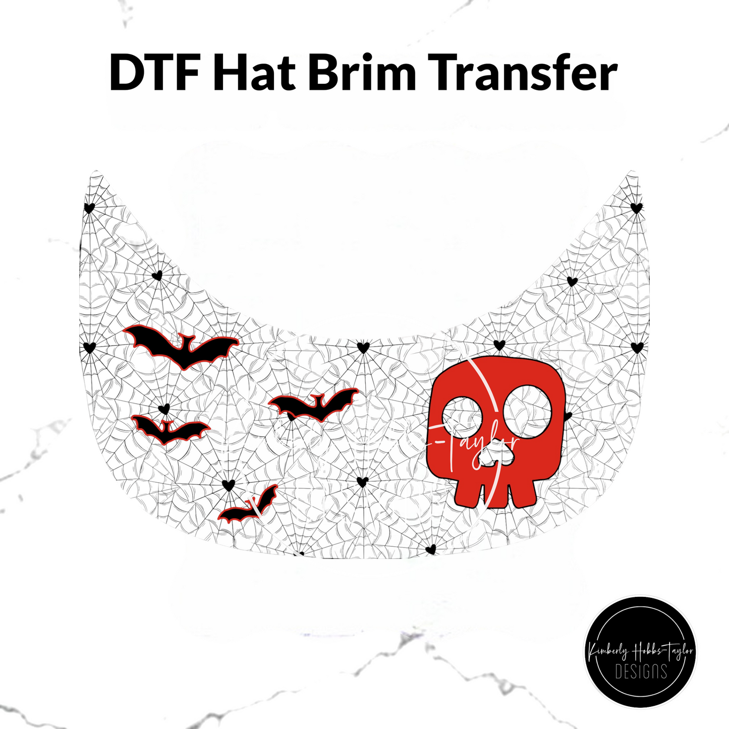 DTF Hat Brim Transfer - Bats and Bones - Choose Color