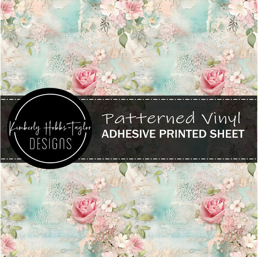 Aqua Pink Blooms E vinyl