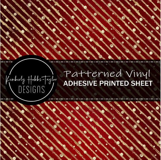 Red Gold Dots and Stripes vinyl