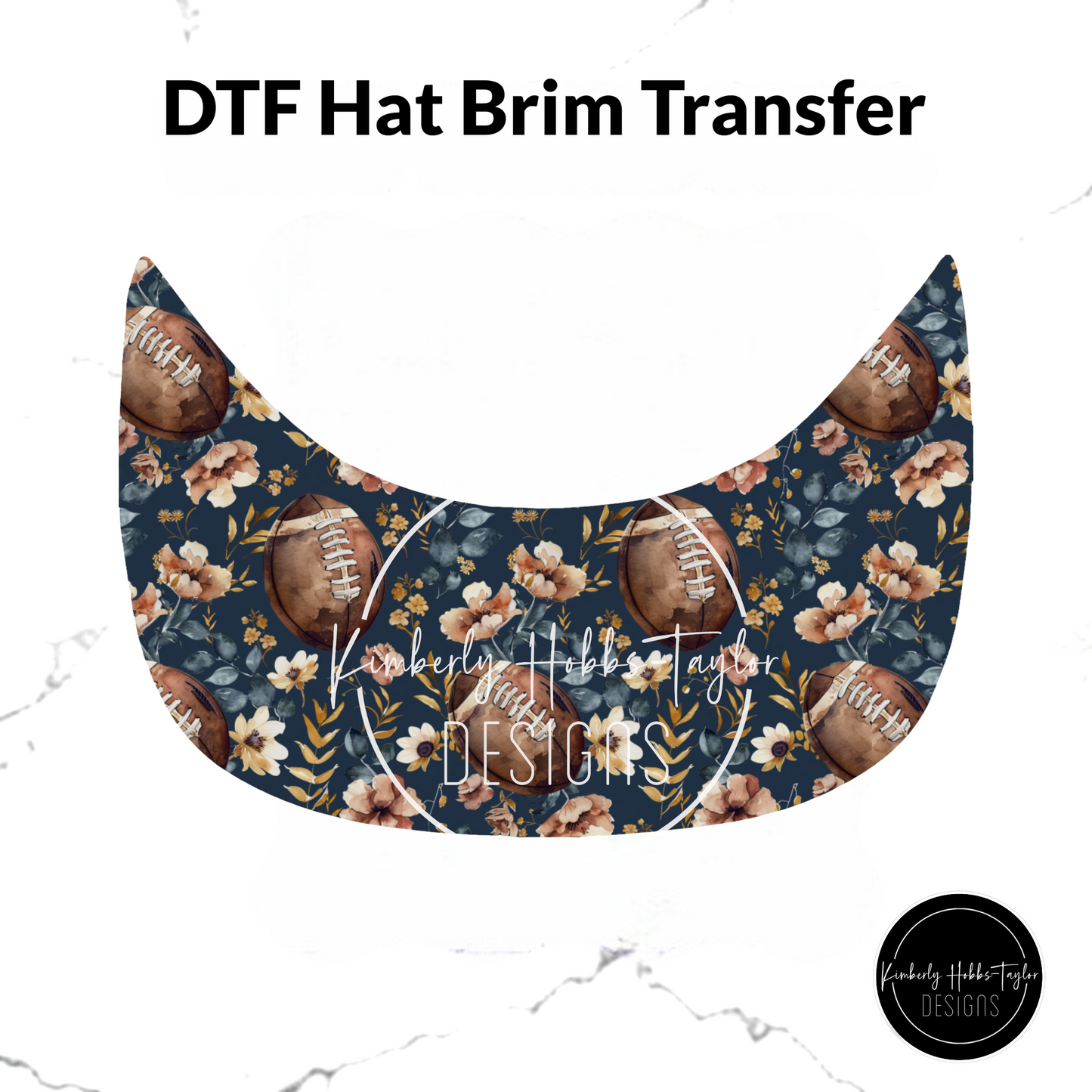DTF Hat Brim Transfer - Floral Footballs