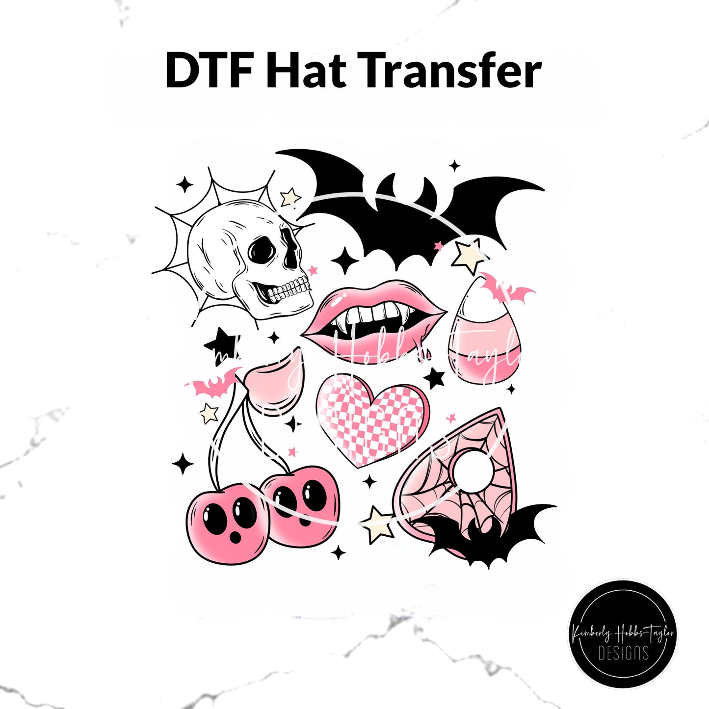 DTF Hat Transfer - Pink Spooky Mashup