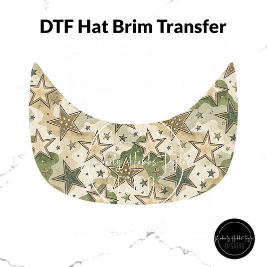 DTF Hat Brim Transfer - Camo Stars K