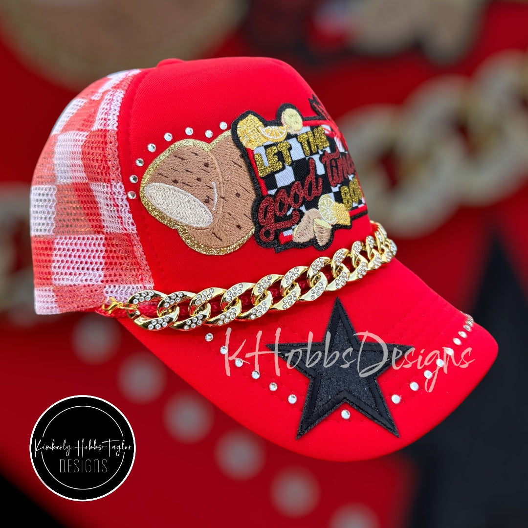 Let The Good Times Boil Crawfish Mardi Gras Trucker Hat