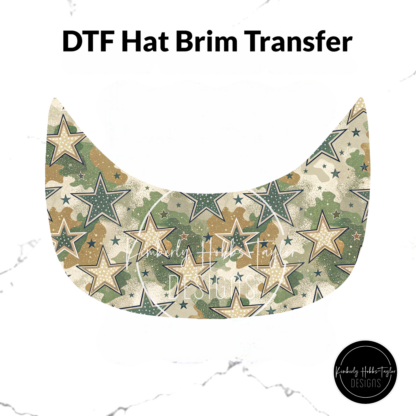 DTF Hat Brim Transfer - Camo Stars F
