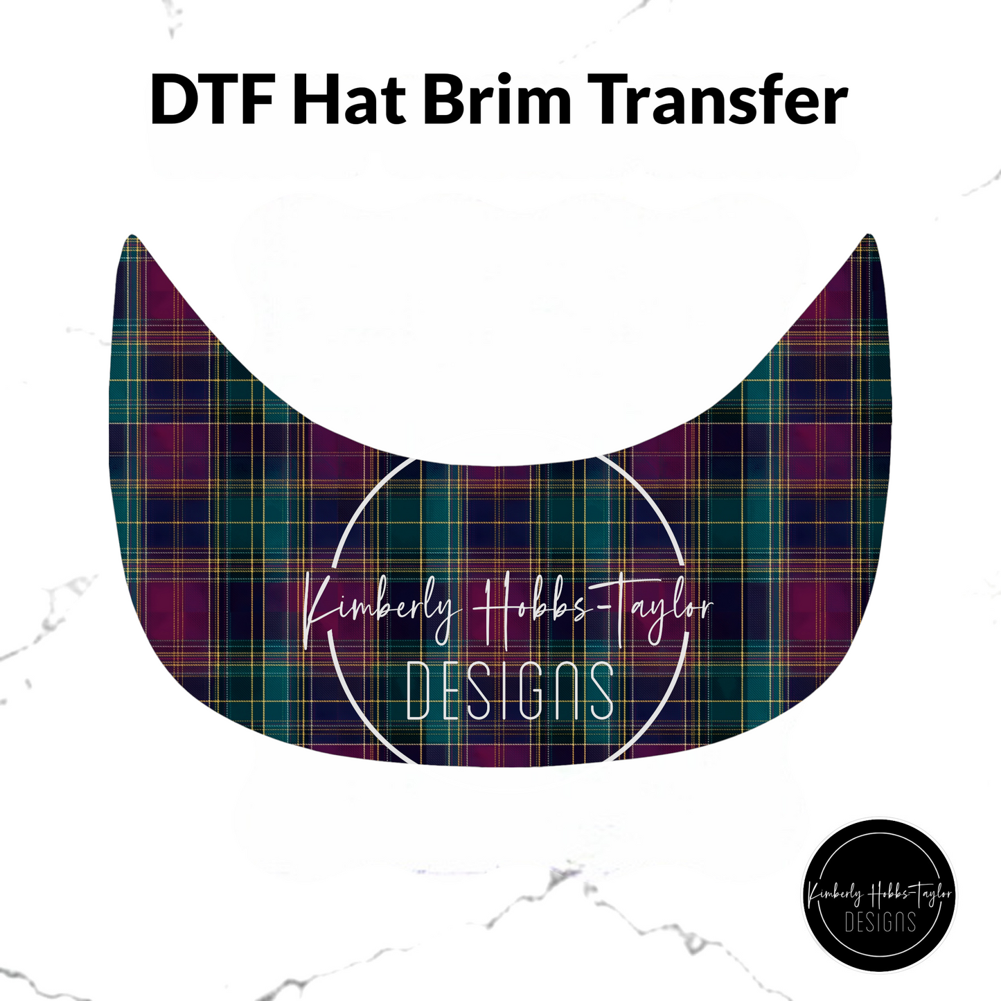DTF Hat Brim Transfer - Burgundy Teal Plaid
