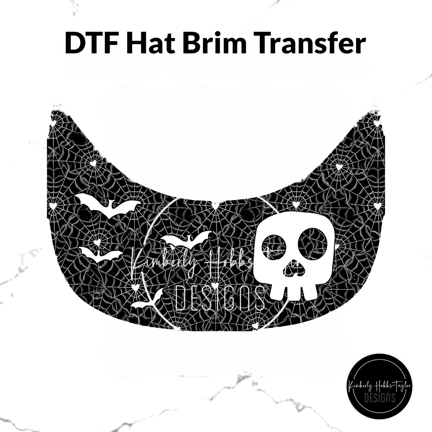 DTF Hat Brim Transfer - Bats and Bones - Choose Color