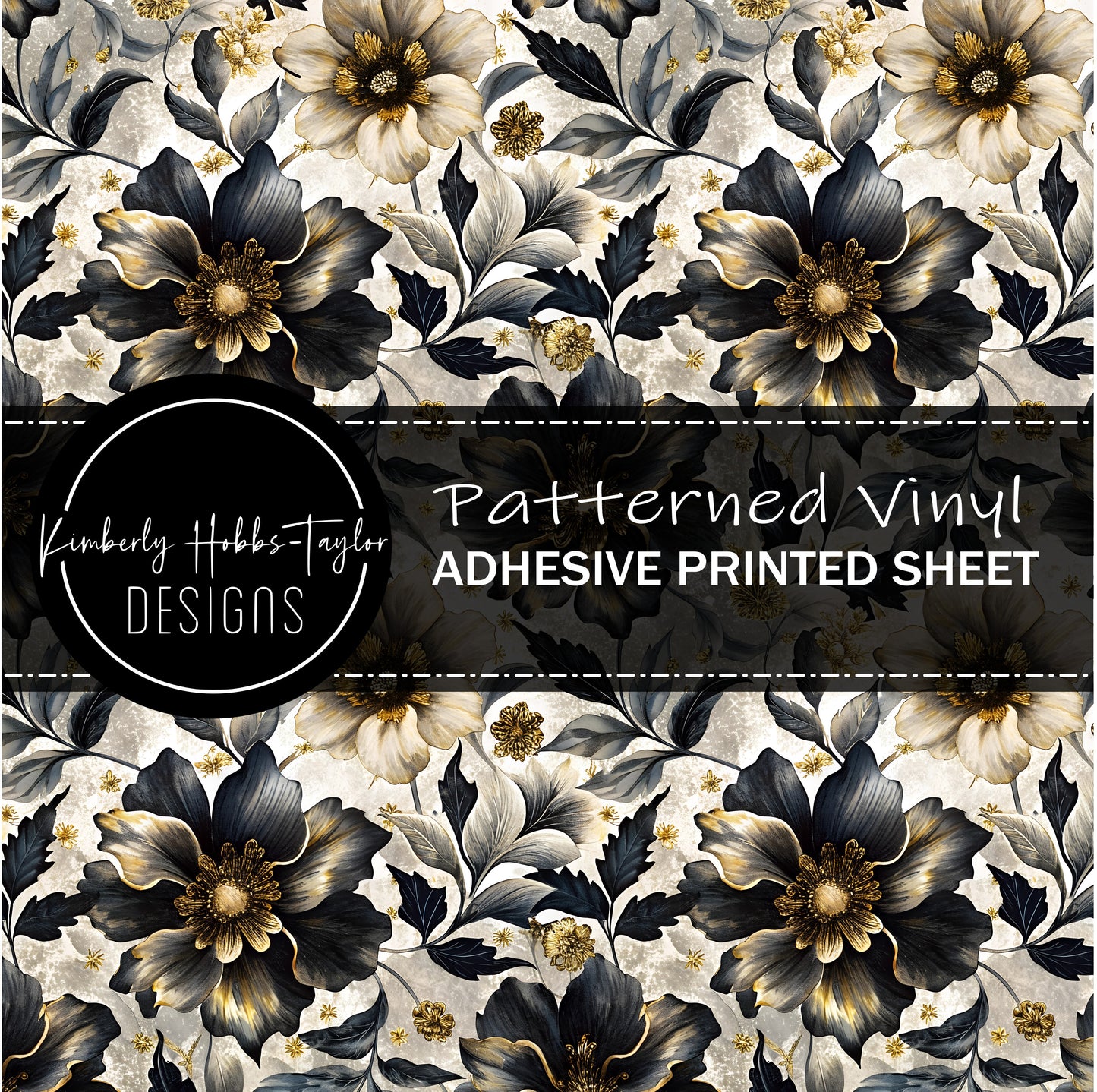 Black Blue Floral A vinyl