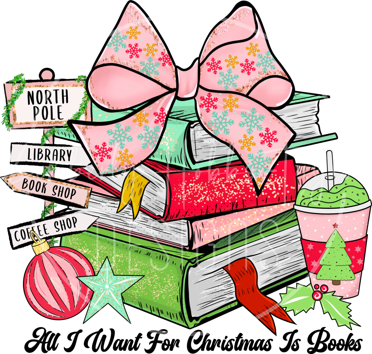 North Pole Christmas Books decal