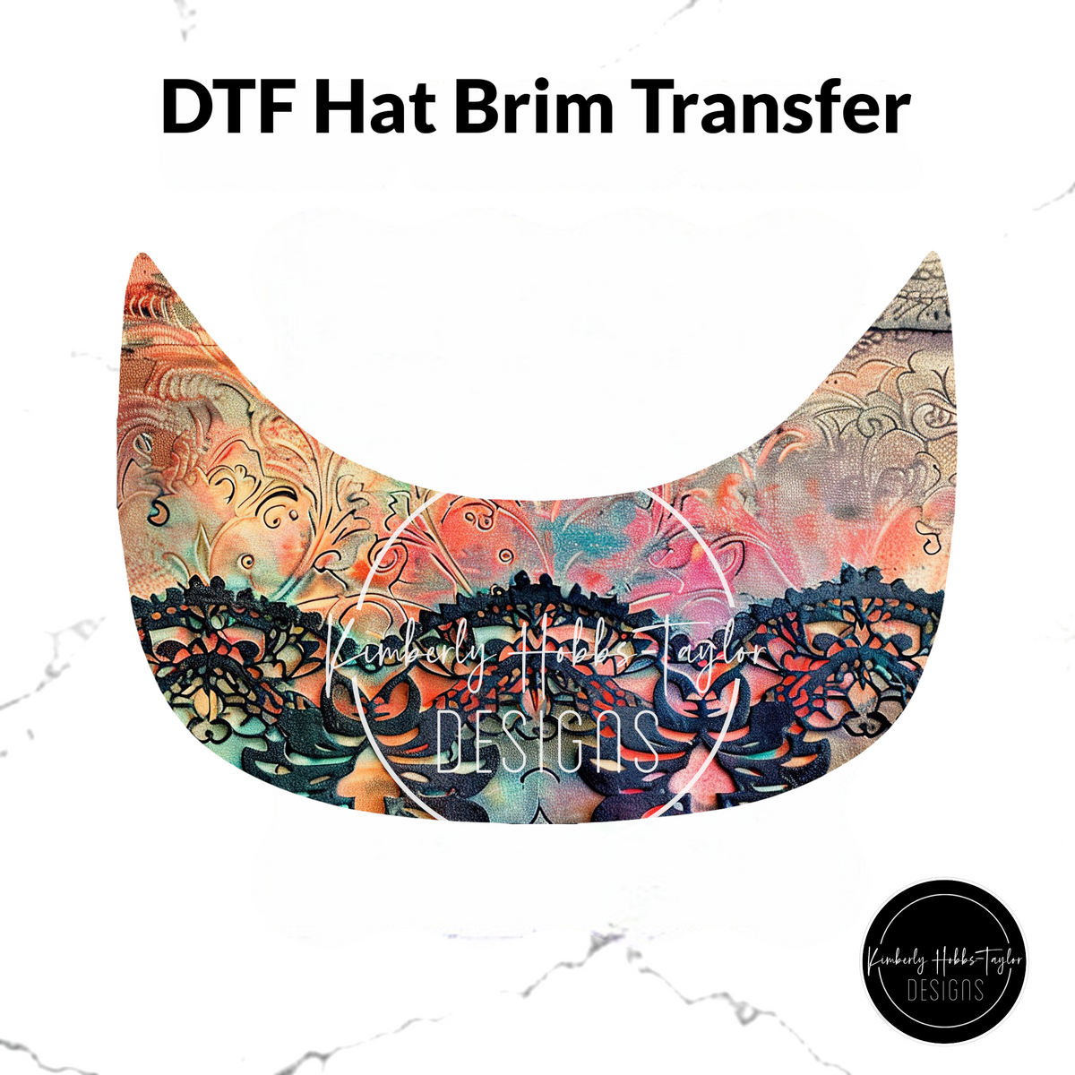 DTF Hat Brim Transfer - Gothic Lace F
