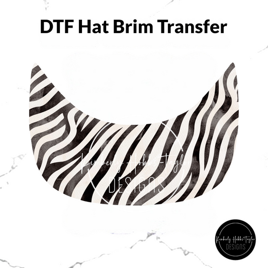 DTF Hat Brim Transfer - Black White Zebra