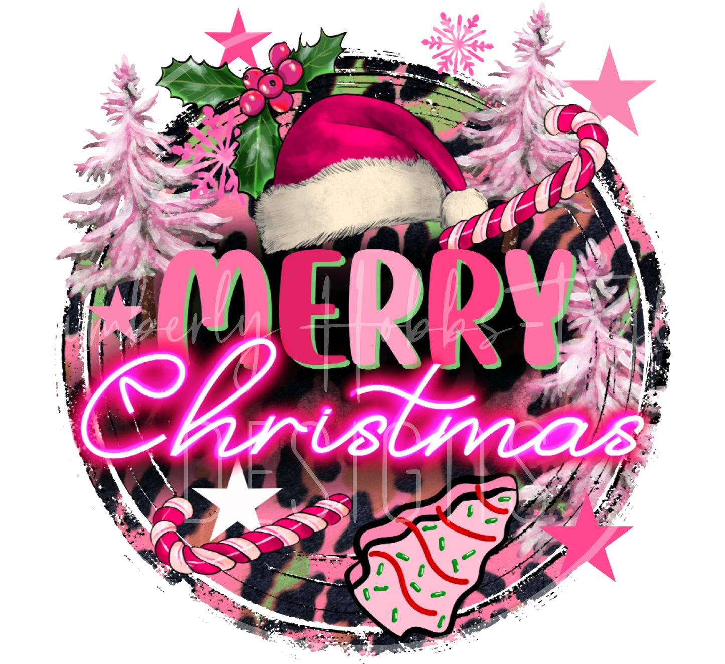 Pink Merry Christmas decal