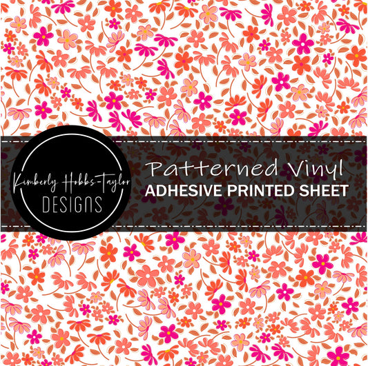 Pink Orange Ditsy Floral vinyl
