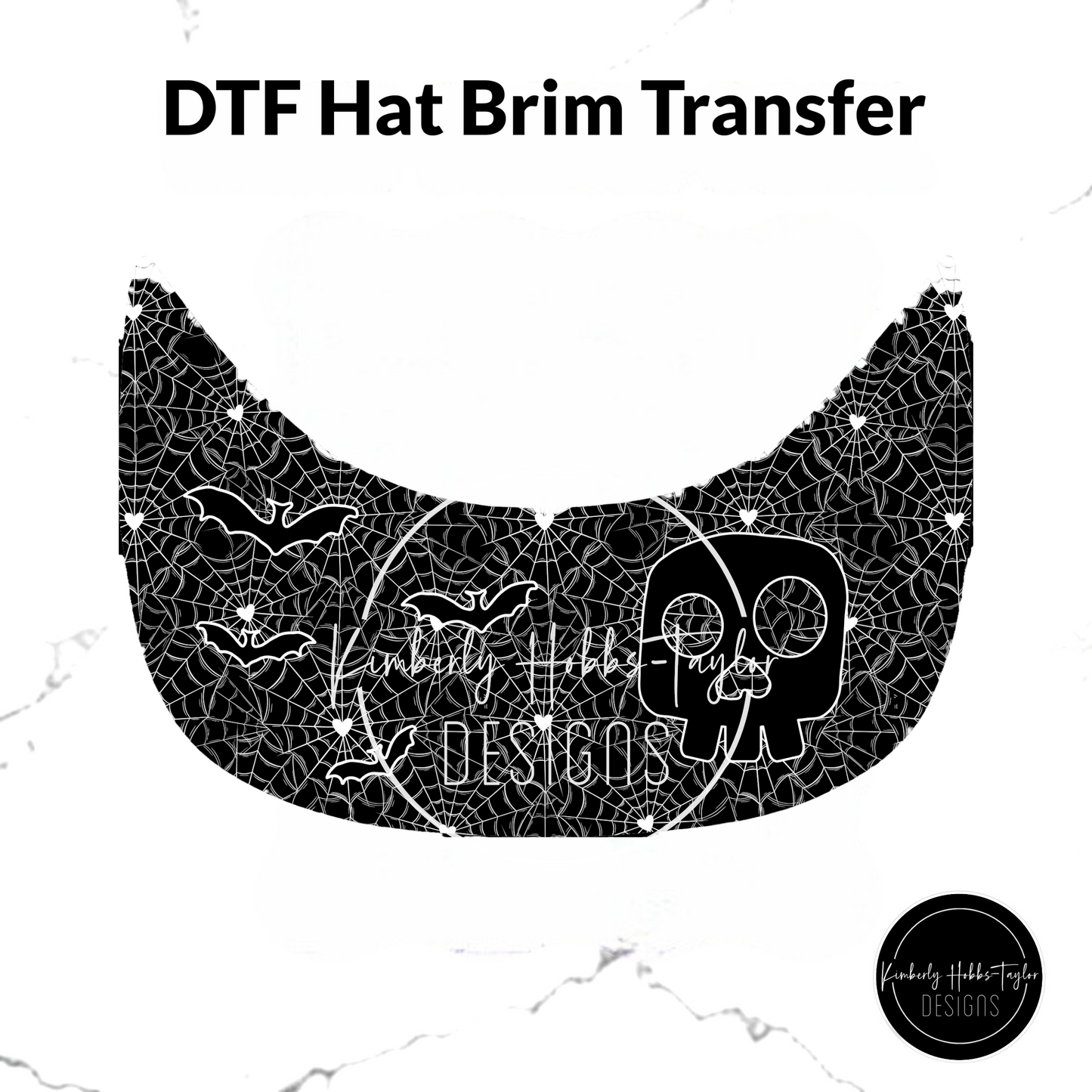 DTF Hat Brim Transfer - Bats and Bones - Choose Color