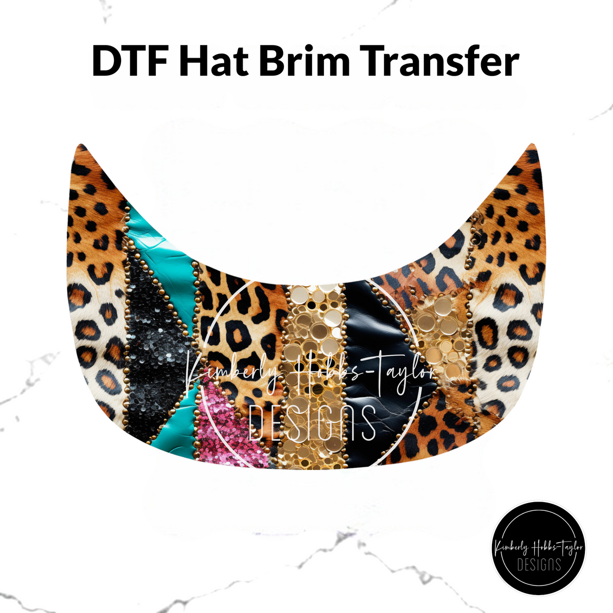 DTF Hat Brim Transfer - Bright Animal Patchwork