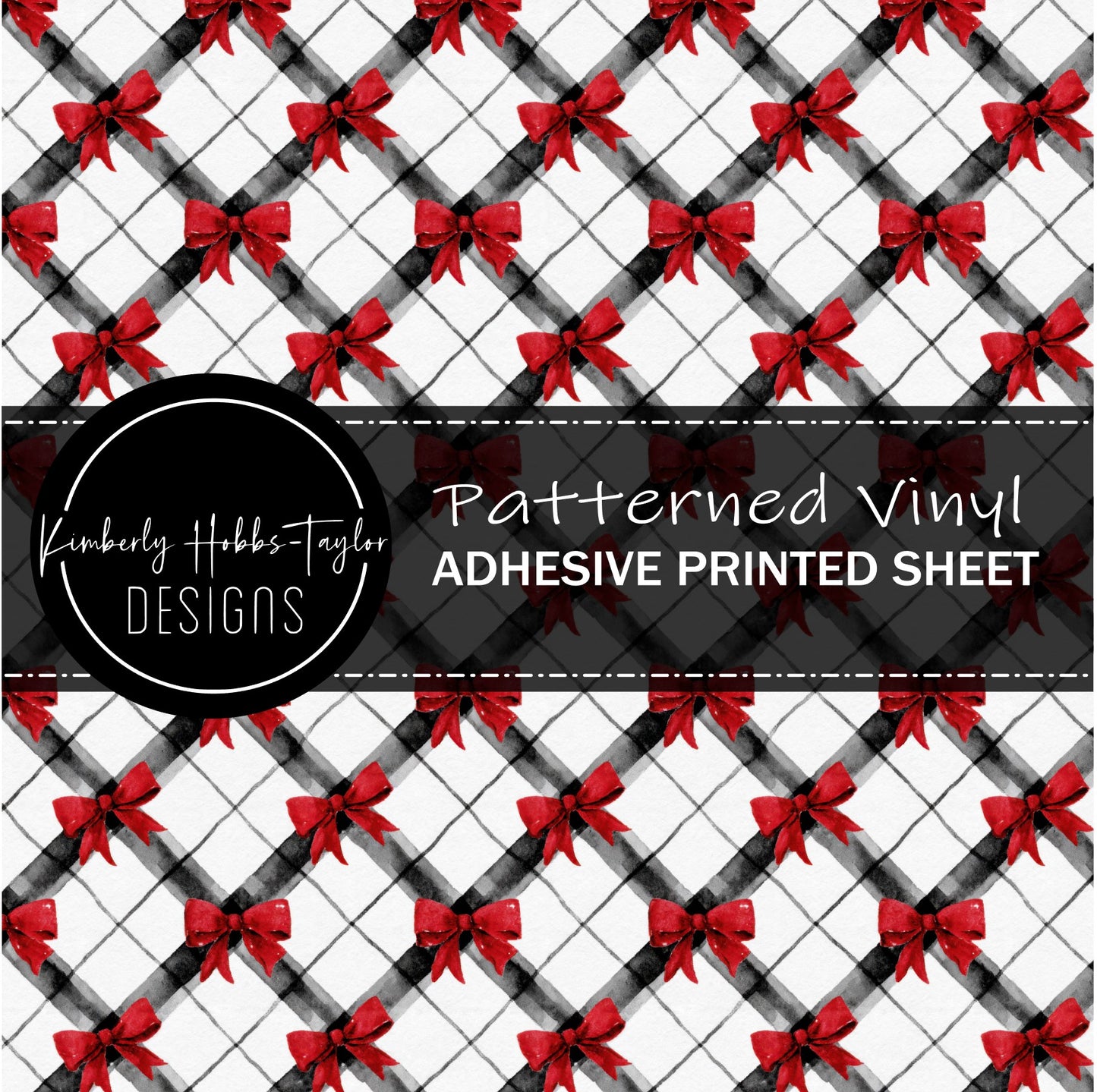 Red Bows with Lattice vinyl