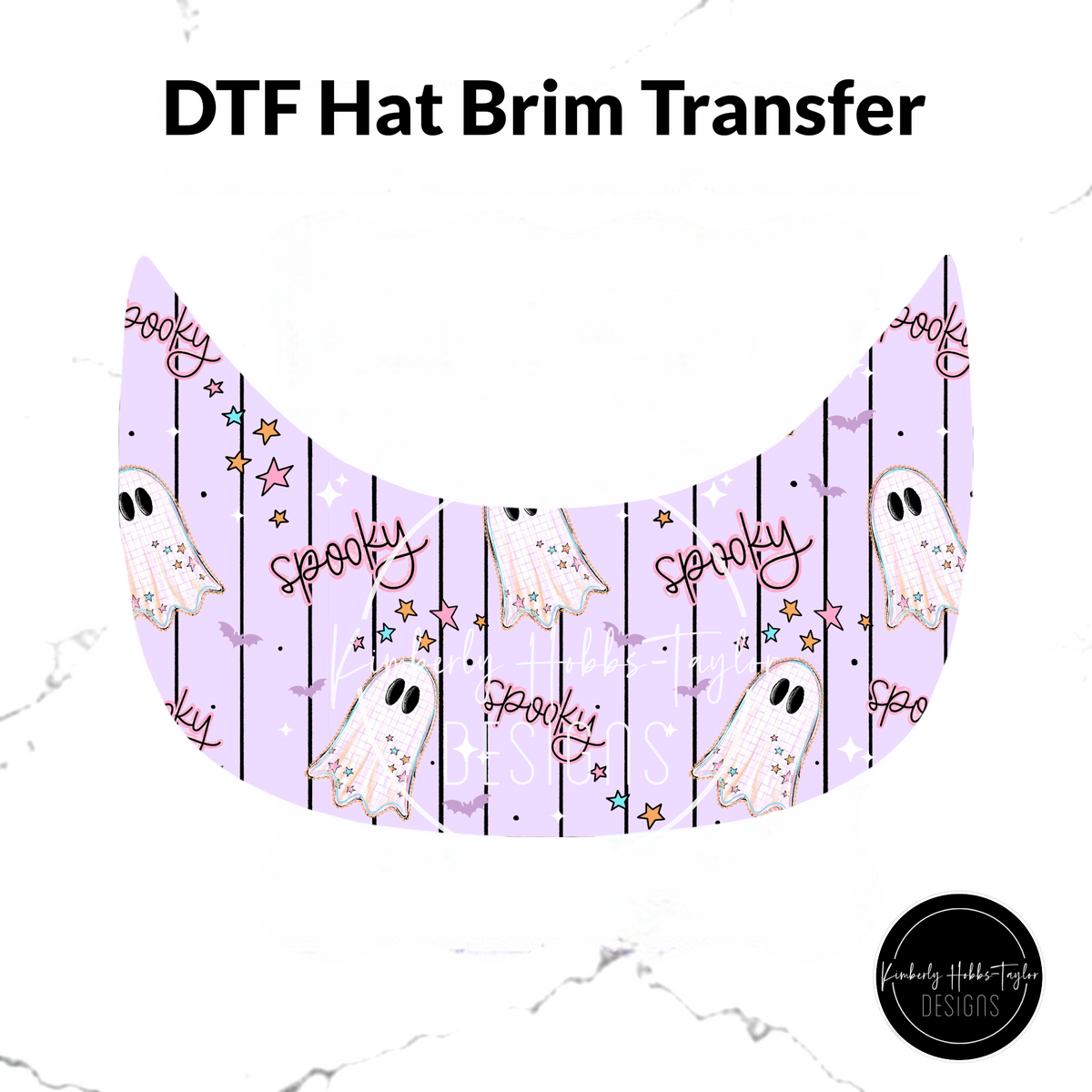DTF Hat Brim Transfer - Spooky Pastel Ghosts