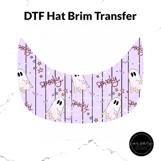 DTF Hat Brim Transfer - Spooky Pastel Ghosts