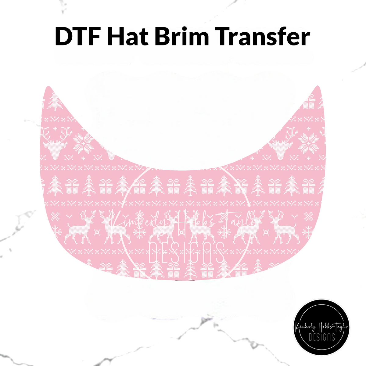 DTF Hat Brim Transfer - Ugly Sweater Pink