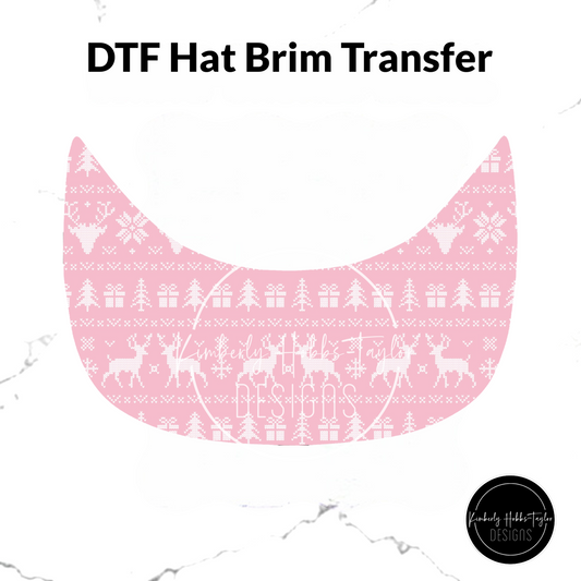 DTF Hat Brim Transfer - Ugly Sweater Pink