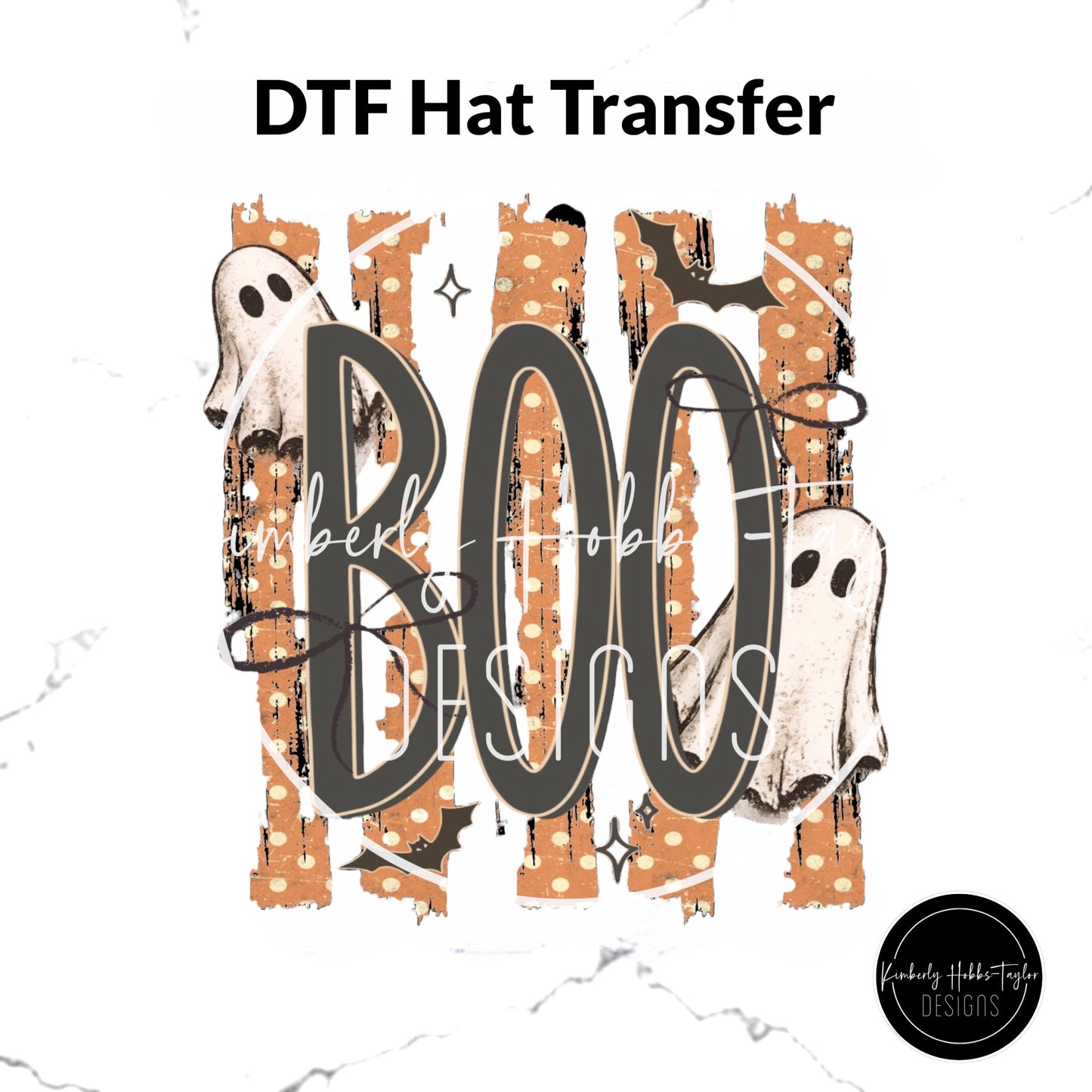 DTF Hat Transfer - Boo Polka Dot