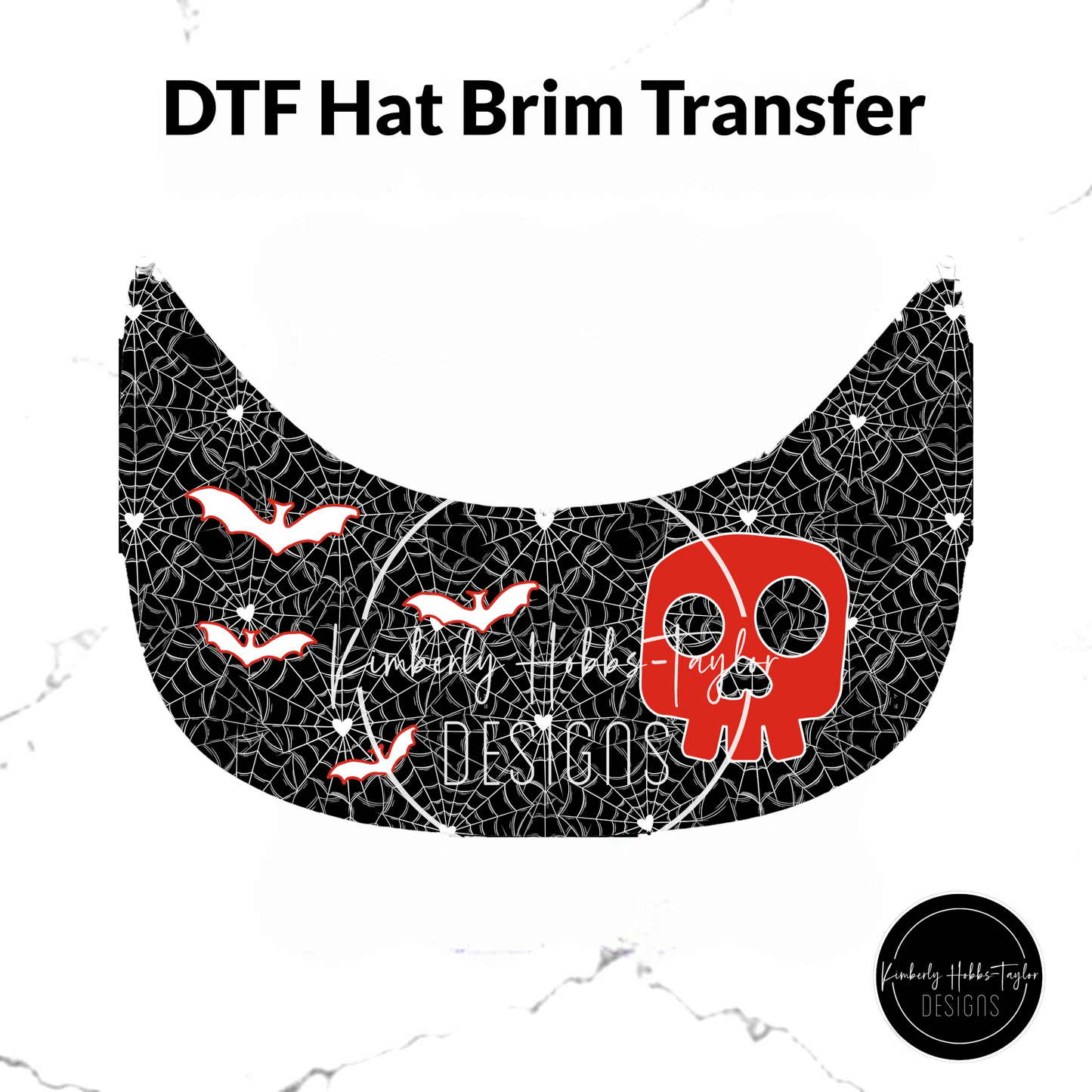DTF Hat Brim Transfer - Bats and Bones - Choose Color
