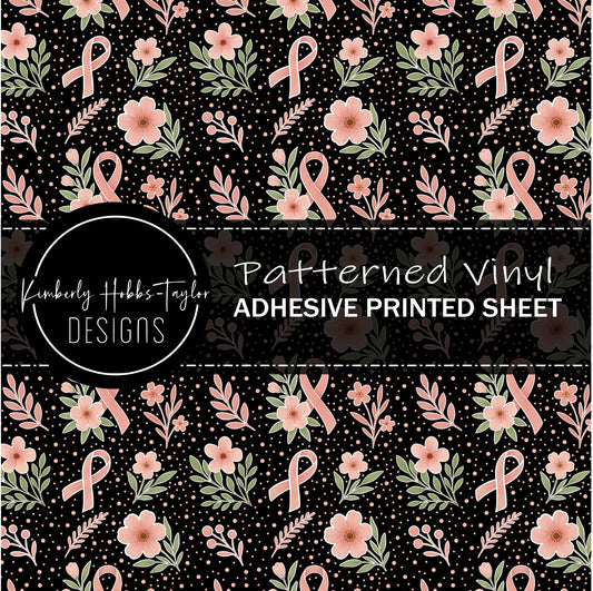 Floral Cancer Awareness Ribbons B vinyl