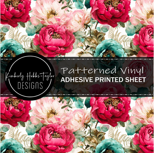 Magenta Teal Florals vinyl