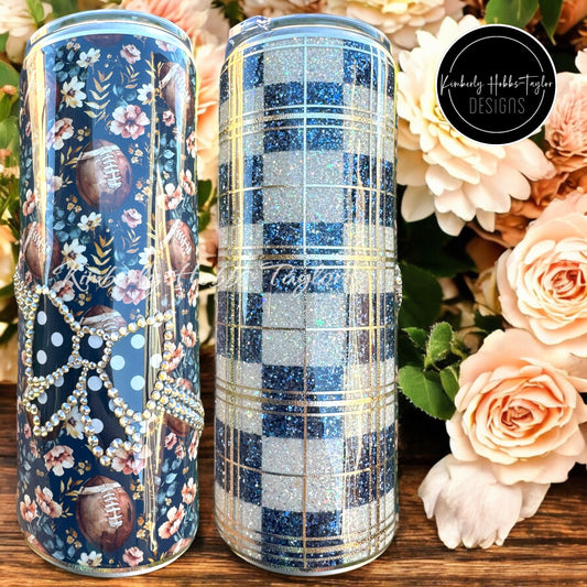Footballs and Florals Tumbler